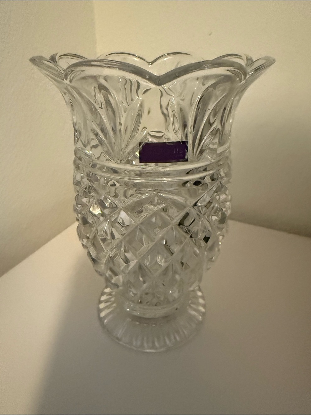 Clear Cut Glass Decorative Vase - Clear